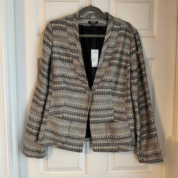 Premise Jackets & Blazers - Premise Women Winter Soiree Gold Black Woven Blazer Career Office Formal Size 8